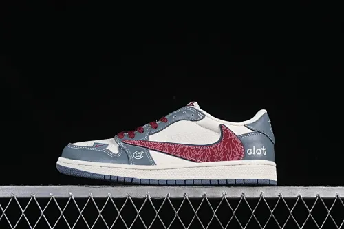 All categories Air Jordan Jordan series basketball shoes Air Jordan 1 Low High-end customized low-top sneakers Travis Scott x Fragment Design x Air Jordan 1 Low OG SP Joe 1 Guanxi co-branded gray and red pattern hook low-top cultural casual sneakers XS2024-009